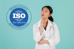 doctor-thinking-with-ISO-13485:2016-logo