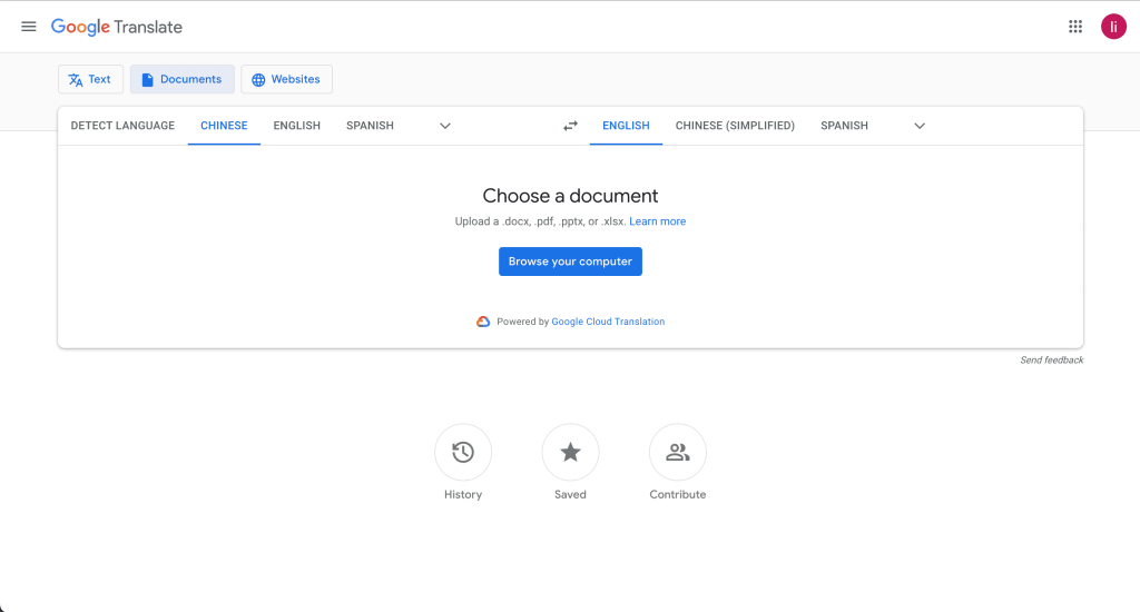 Translate PDF files for free with Google Translate