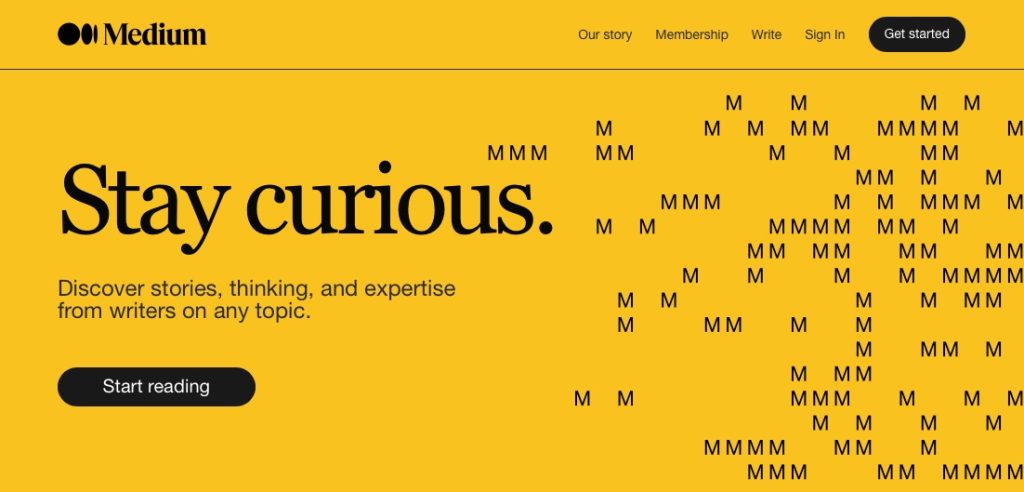 Medium is a publishing platform that allows writers to publish articles and interact with other writers and readers