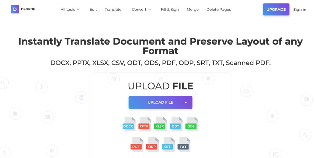 Free PDF Document Translation-Google Translate Alternative - DeftPDF