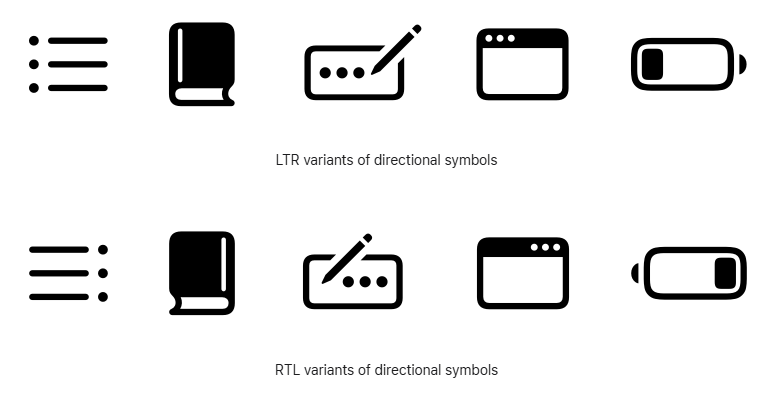 RTL icon adaptation examples